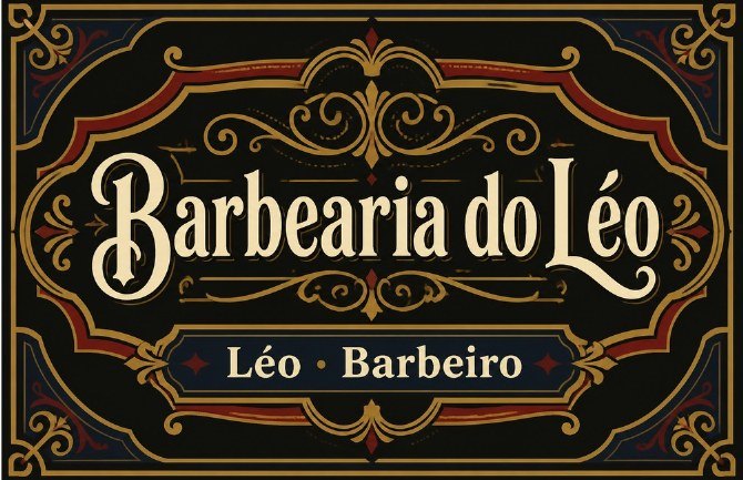 Cartão de visita da Barbearia do Léo, barbearia de exemplo