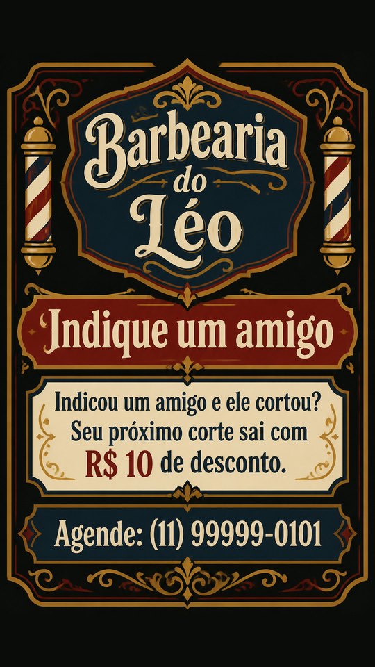 Post de indicação da Barbearia do Léo, barbearia de exemplo