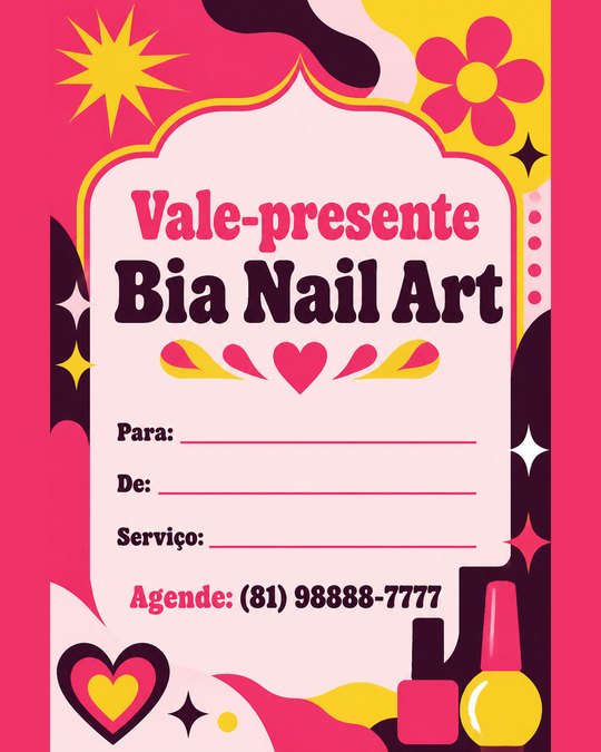Vale-presente da Bia Nail Art, studio de exemplo gerado pelo kit