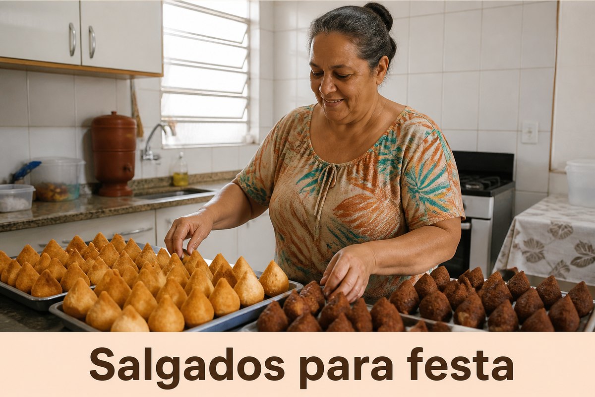Imagem ilustrativa: Tabela de preços de salgados para festa: cento, mínimo e sabores