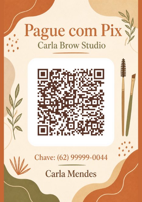 Placa Pix com QR code do Carla Brow Studio, studio de exemplo, estilo Boho Terroso