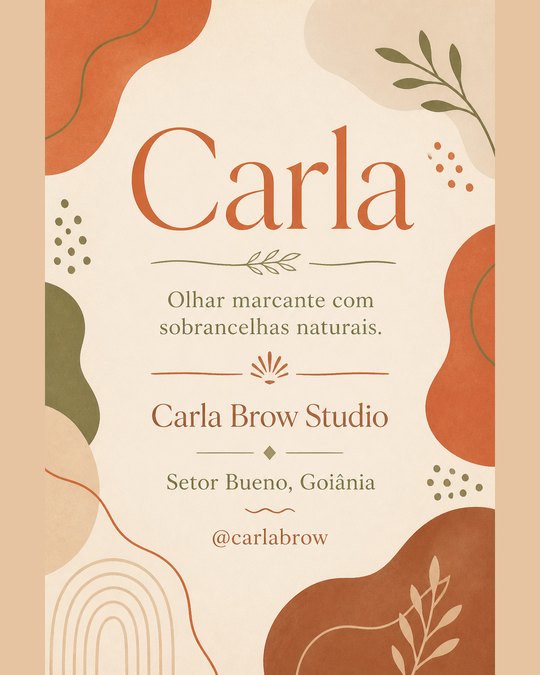 Post sobre mim do Carla Brow Studio, studio de exemplo gerado pelo kit