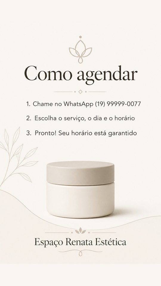 Story de como agendar do Espaço Renata Estética, studio de exemplo, estilo Minimal Clean