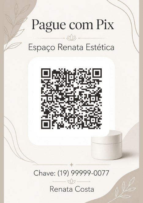 Placa Pix com QR code do Espaço Renata Estética, studio de exemplo, estilo Minimal Clean