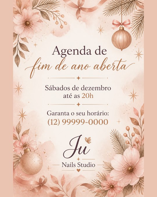 Post de agenda de fim de ano do Ju Nails Studio, studio de exemplo
