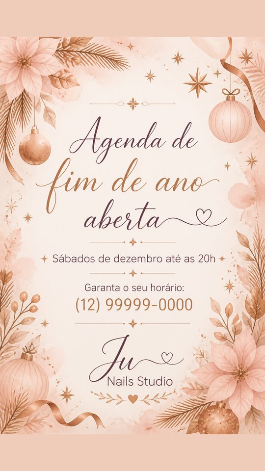 Story de agenda de fim de ano do Ju Nails Studio, studio de exemplo