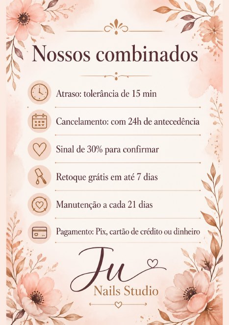 Placa Nossos combinados para imprimir, do Ju Nails Studio, studio de exemplo