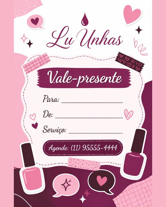 Vale-presente da Lu Unhas, studio de exemplo gerado pelo kit