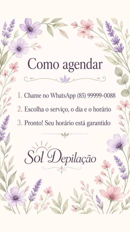 Story de como agendar do Sol Depilação, studio de exemplo, estilo Floral Delicado